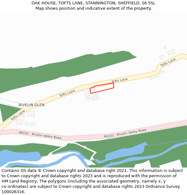 OAK HOUSE, TOFTS LANE, STANNINGTON, SHEFFIELD, S6 5SL: Location map and indicative extent of plot