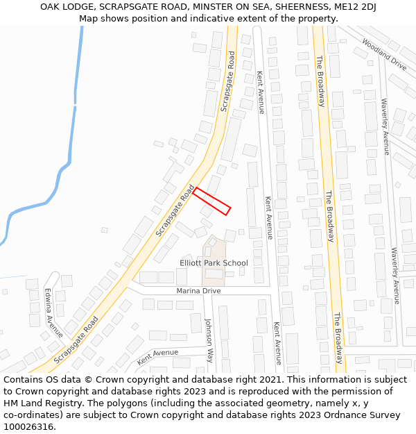 OAK LODGE, SCRAPSGATE ROAD, MINSTER ON SEA, SHEERNESS, ME12 2DJ: Location map and indicative extent of plot