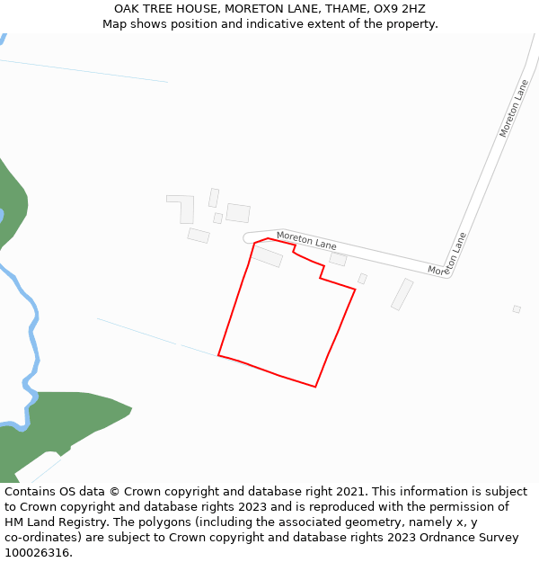 OAK TREE HOUSE, MORETON LANE, THAME, OX9 2HZ: Location map and indicative extent of plot