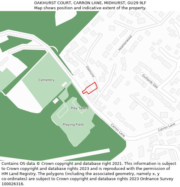 OAKHURST COURT, CARRON LANE, MIDHURST, GU29 9LF: Location map and indicative extent of plot