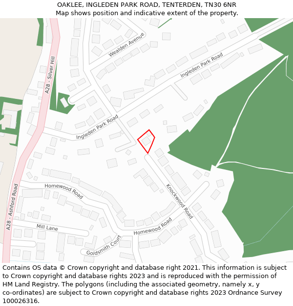 OAKLEE, INGLEDEN PARK ROAD, TENTERDEN, TN30 6NR: Location map and indicative extent of plot