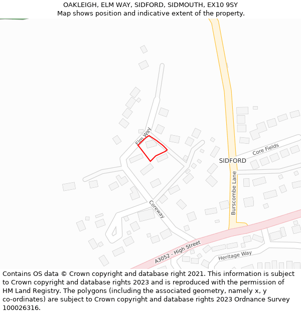 OAKLEIGH, ELM WAY, SIDFORD, SIDMOUTH, EX10 9SY: Location map and indicative extent of plot