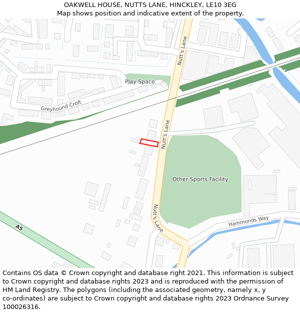 OAKWELL HOUSE, NUTTS LANE, HINCKLEY, LE10 3EG: Location map and indicative extent of plot