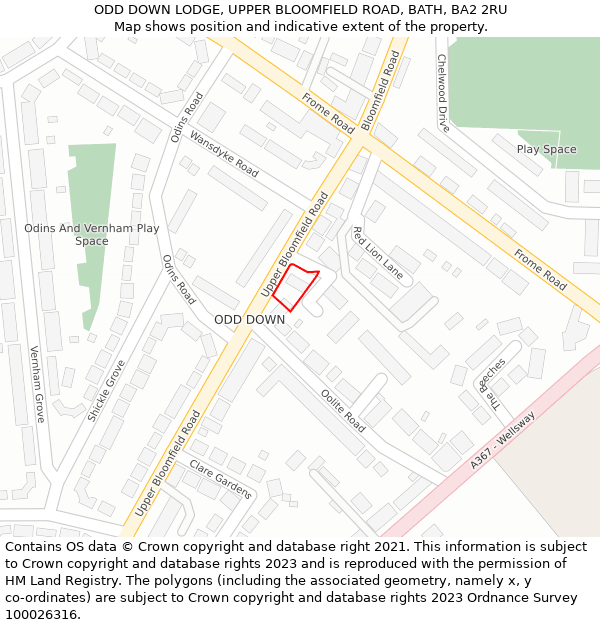 ODD DOWN LODGE, UPPER BLOOMFIELD ROAD, BATH, BA2 2RU: Location map and indicative extent of plot