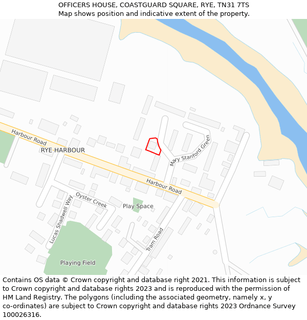 OFFICERS HOUSE, COASTGUARD SQUARE, RYE, TN31 7TS: Location map and indicative extent of plot