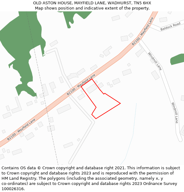 OLD ASTON HOUSE, MAYFIELD LANE, WADHURST, TN5 6HX: Location map and indicative extent of plot