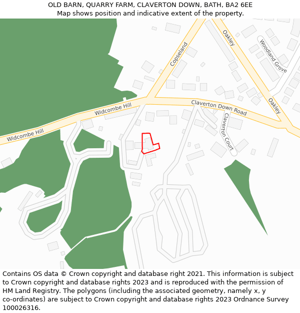 OLD BARN, QUARRY FARM, CLAVERTON DOWN, BATH, BA2 6EE: Location map and indicative extent of plot