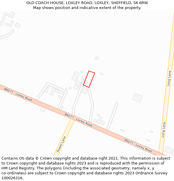 OLD COACH HOUSE, LOXLEY ROAD, LOXLEY, SHEFFIELD, S6 6RW: Location map and indicative extent of plot