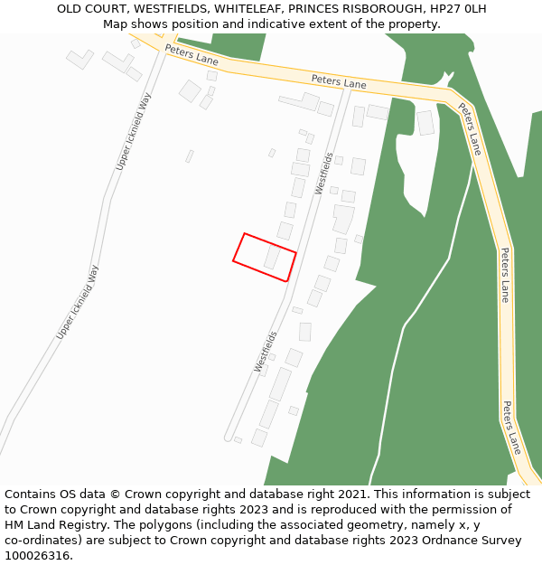 OLD COURT, WESTFIELDS, WHITELEAF, PRINCES RISBOROUGH, HP27 0LH: Location map and indicative extent of plot