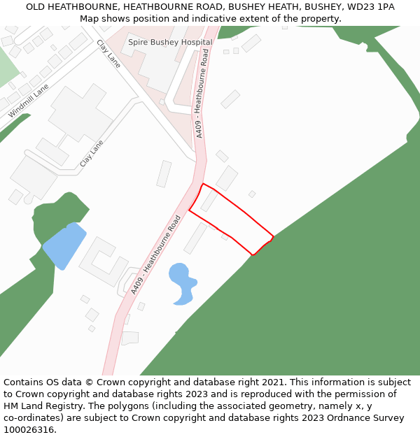 OLD HEATHBOURNE, HEATHBOURNE ROAD, BUSHEY HEATH, BUSHEY, WD23 1PA: Location map and indicative extent of plot