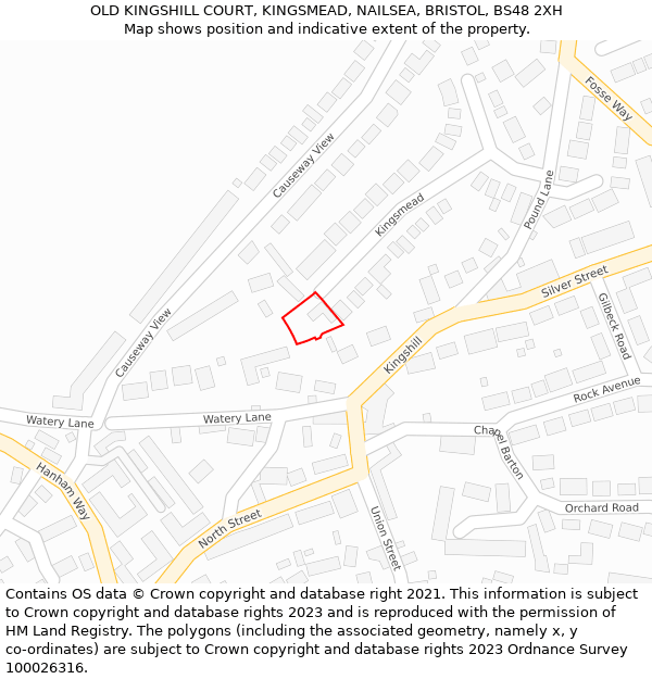 OLD KINGSHILL COURT, KINGSMEAD, NAILSEA, BRISTOL, BS48 2XH: Location map and indicative extent of plot