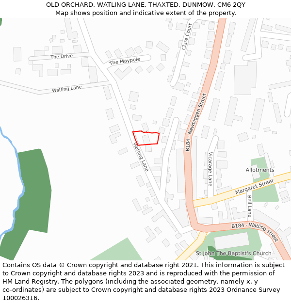 OLD ORCHARD, WATLING LANE, THAXTED, DUNMOW, CM6 2QY: Location map and indicative extent of plot
