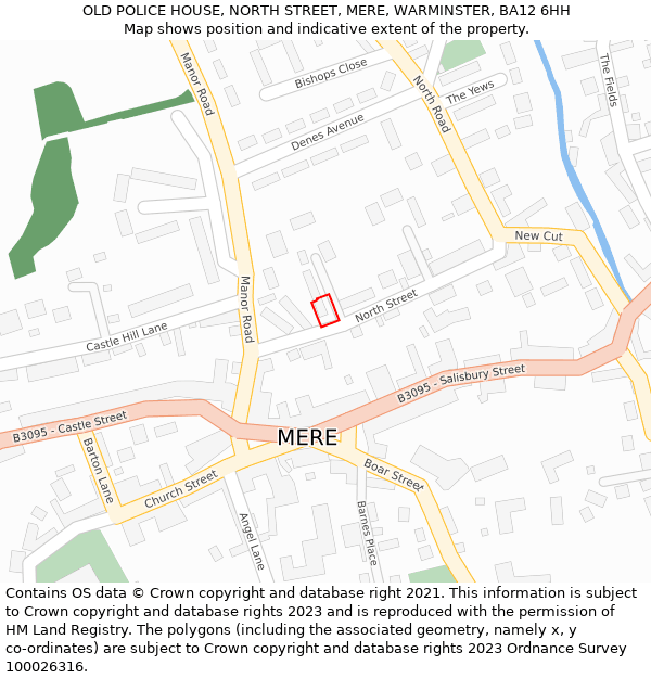 OLD POLICE HOUSE, NORTH STREET, MERE, WARMINSTER, BA12 6HH: Location map and indicative extent of plot