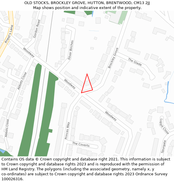 OLD STOCKS, BROCKLEY GROVE, HUTTON, BRENTWOOD, CM13 2JJ: Location map and indicative extent of plot