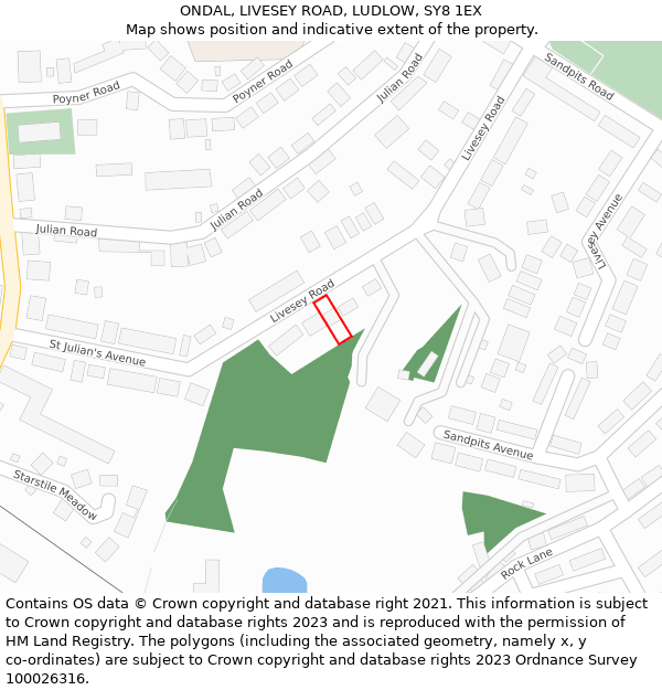 ONDAL, LIVESEY ROAD, LUDLOW, SY8 1EX: Location map and indicative extent of plot