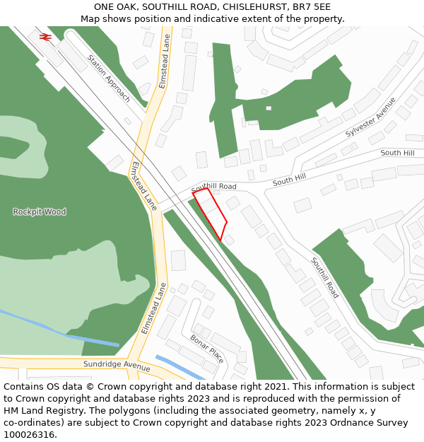 ONE OAK, SOUTHILL ROAD, CHISLEHURST, BR7 5EE: Location map and indicative extent of plot