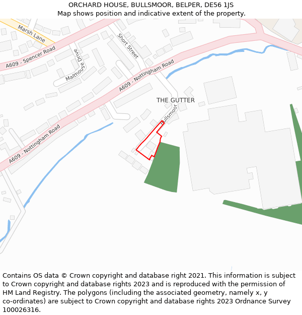 ORCHARD HOUSE, BULLSMOOR, BELPER, DE56 1JS: Location map and indicative extent of plot