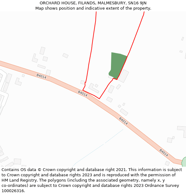 ORCHARD HOUSE, FILANDS, MALMESBURY, SN16 9JN: Location map and indicative extent of plot