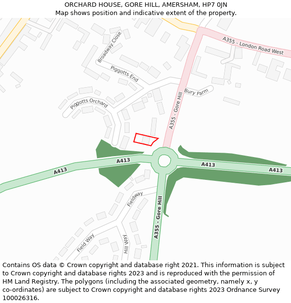 ORCHARD HOUSE, GORE HILL, AMERSHAM, HP7 0JN: Location map and indicative extent of plot