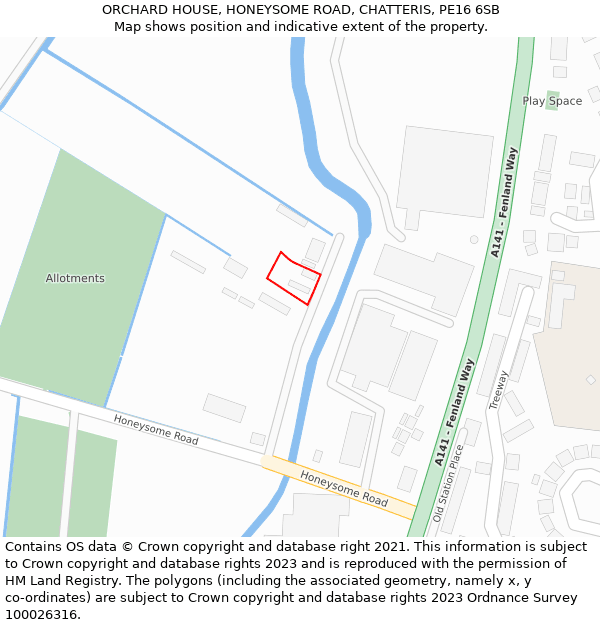 ORCHARD HOUSE, HONEYSOME ROAD, CHATTERIS, PE16 6SB: Location map and indicative extent of plot