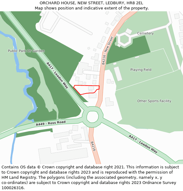 ORCHARD HOUSE, NEW STREET, LEDBURY, HR8 2EL: Location map and indicative extent of plot