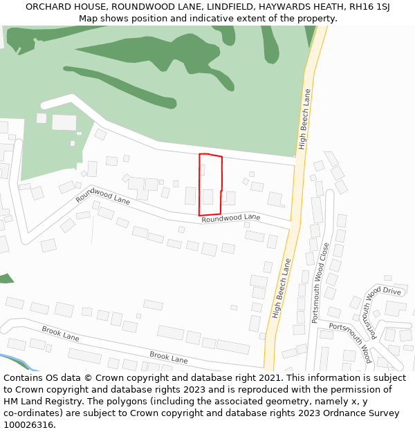 ORCHARD HOUSE, ROUNDWOOD LANE, LINDFIELD, HAYWARDS HEATH, RH16 1SJ: Location map and indicative extent of plot