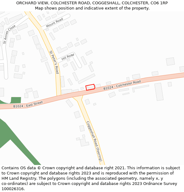 ORCHARD VIEW, COLCHESTER ROAD, COGGESHALL, COLCHESTER, CO6 1RP: Location map and indicative extent of plot