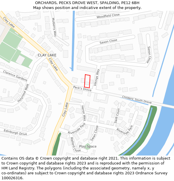 ORCHARDS, PECKS DROVE WEST, SPALDING, PE12 6BH: Location map and indicative extent of plot