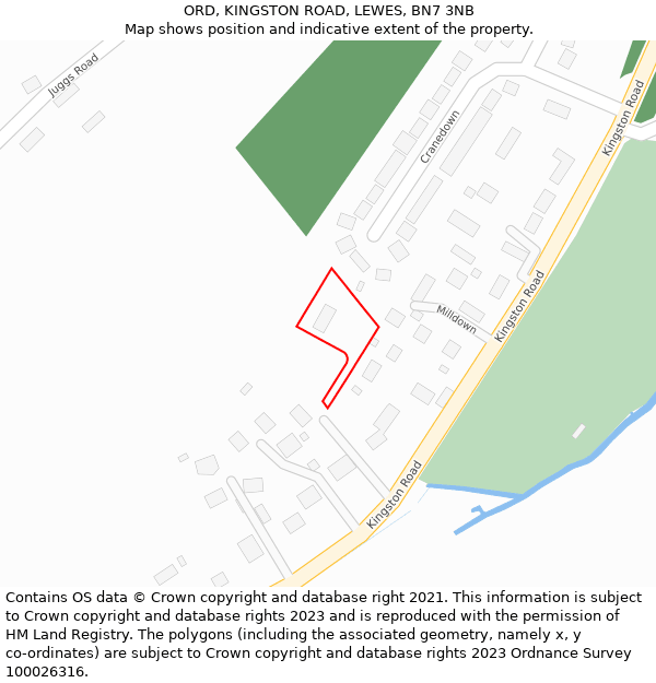 ORD, KINGSTON ROAD, LEWES, BN7 3NB: Location map and indicative extent of plot
