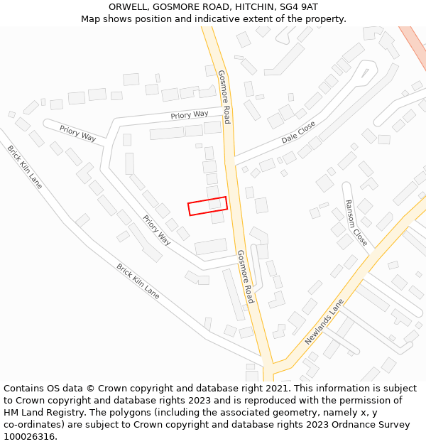 ORWELL, GOSMORE ROAD, HITCHIN, SG4 9AT: Location map and indicative extent of plot