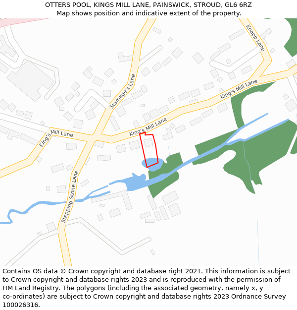 OTTERS POOL, KINGS MILL LANE, PAINSWICK, STROUD, GL6 6RZ: Location map and indicative extent of plot