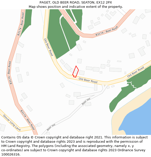 PAGET, OLD BEER ROAD, SEATON, EX12 2PX: Location map and indicative extent of plot