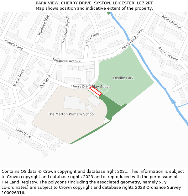 PARK VIEW, CHERRY DRIVE, SYSTON, LEICESTER, LE7 2PT: Location map and indicative extent of plot