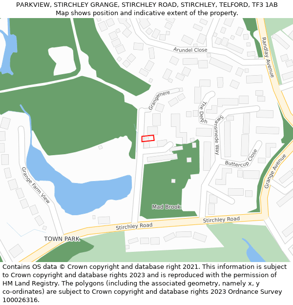 PARKVIEW, STIRCHLEY GRANGE, STIRCHLEY ROAD, STIRCHLEY, TELFORD, TF3 1AB: Location map and indicative extent of plot