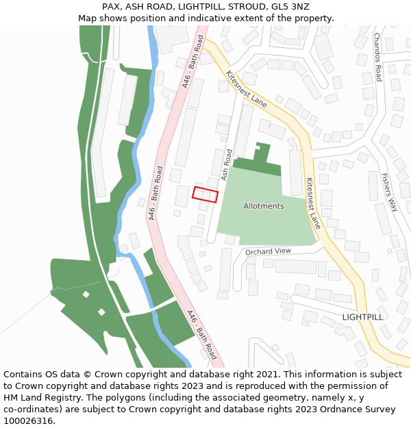 PAX, ASH ROAD, LIGHTPILL, STROUD, GL5 3NZ: Location map and indicative extent of plot