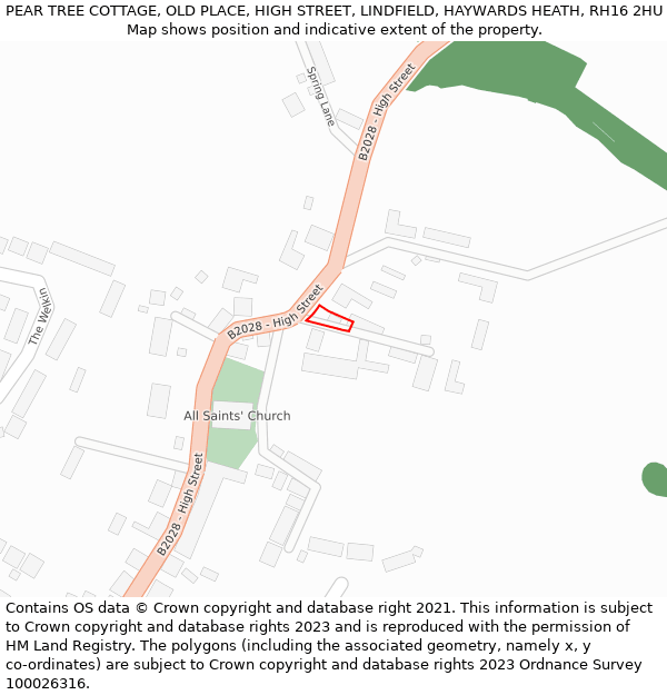 PEAR TREE COTTAGE, OLD PLACE, HIGH STREET, LINDFIELD, HAYWARDS HEATH, RH16 2HU: Location map and indicative extent of plot