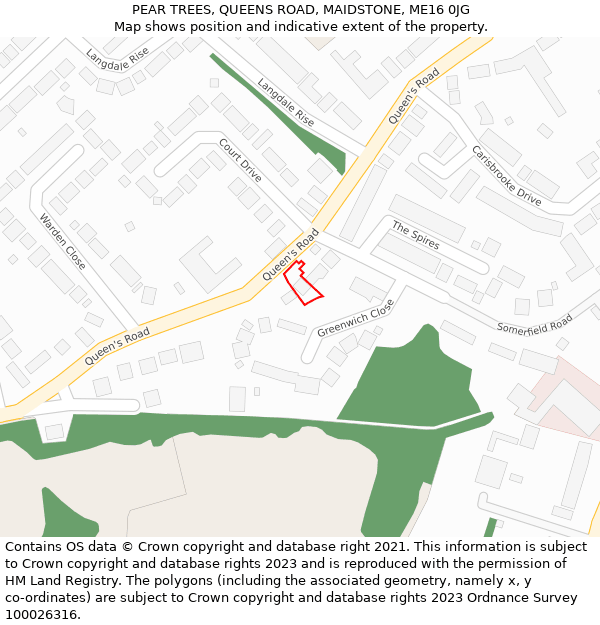 PEAR TREES, QUEENS ROAD, MAIDSTONE, ME16 0JG: Location map and indicative extent of plot