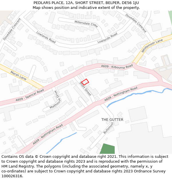 PEDLARS PLACE, 12A, SHORT STREET, BELPER, DE56 1JU: Location map and indicative extent of plot