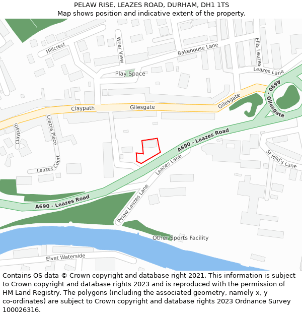 PELAW RISE, LEAZES ROAD, DURHAM, DH1 1TS: Location map and indicative extent of plot