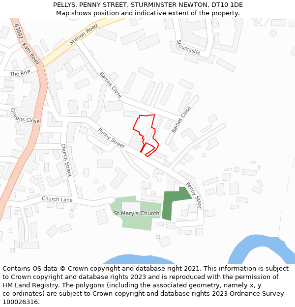 PELLYS, PENNY STREET, STURMINSTER NEWTON, DT10 1DE: Location map and indicative extent of plot