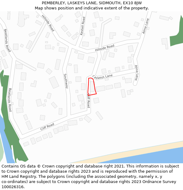 PEMBERLEY, LASKEYS LANE, SIDMOUTH, EX10 8JW: Location map and indicative extent of plot
