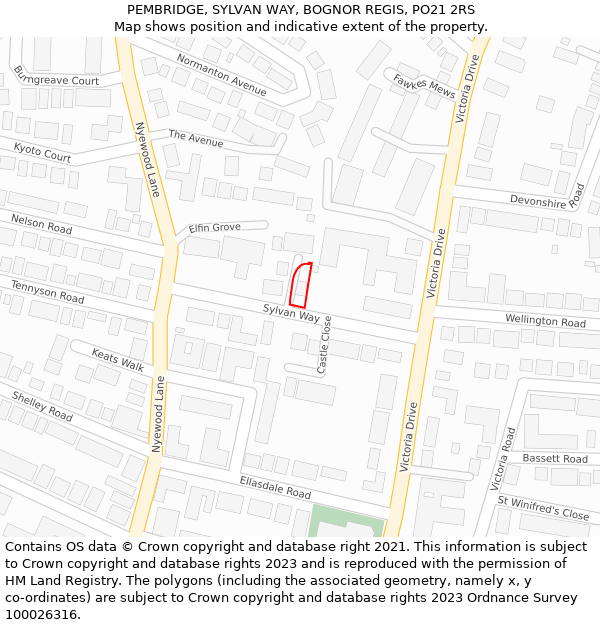 PEMBRIDGE, SYLVAN WAY, BOGNOR REGIS, PO21 2RS: Location map and indicative extent of plot