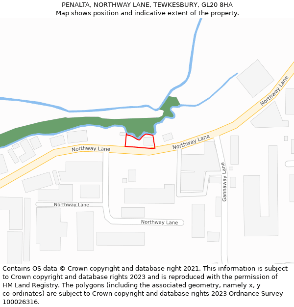 PENALTA, NORTHWAY LANE, TEWKESBURY, GL20 8HA: Location map and indicative extent of plot