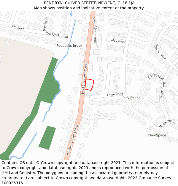PENDRYN, CULVER STREET, NEWENT, GL18 1JA: Location map and indicative extent of plot