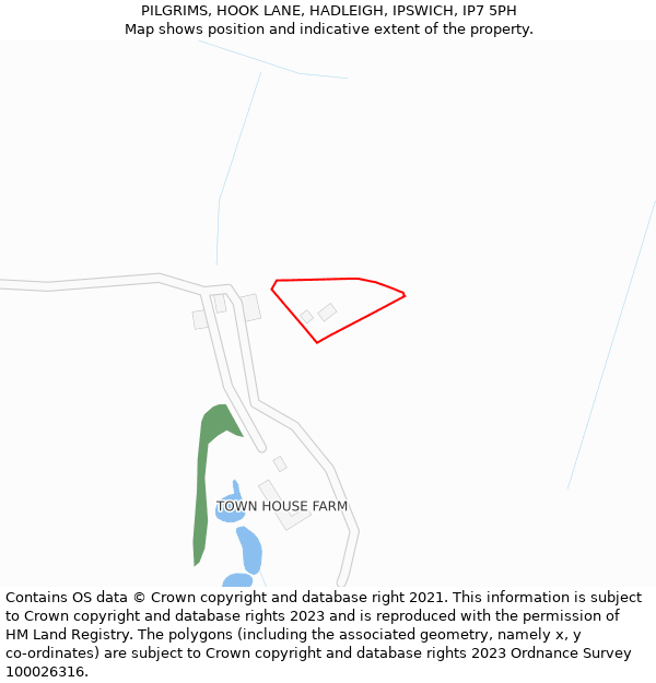 PILGRIMS, HOOK LANE, HADLEIGH, IPSWICH, IP7 5PH: Location map and indicative extent of plot