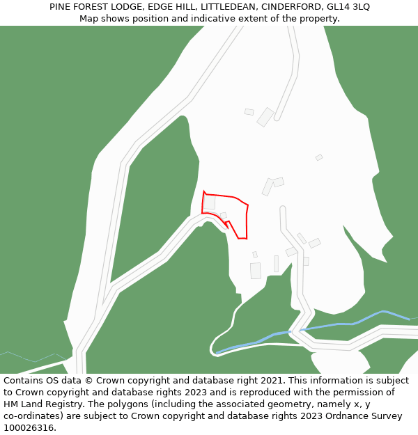 PINE FOREST LODGE, EDGE HILL, LITTLEDEAN, CINDERFORD, GL14 3LQ: Location map and indicative extent of plot