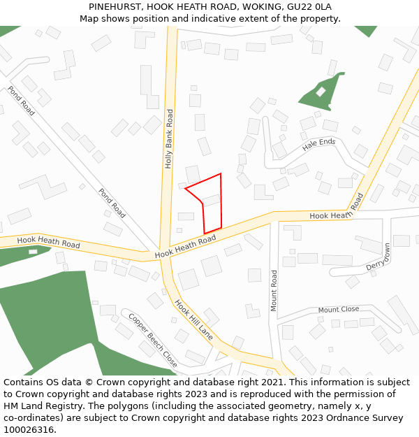 PINEHURST, HOOK HEATH ROAD, WOKING, GU22 0LA: Location map and indicative extent of plot