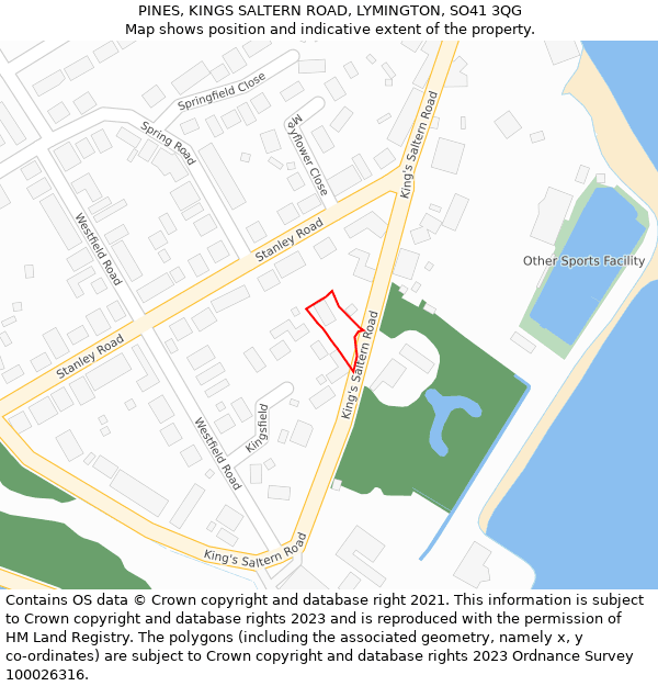 PINES, KINGS SALTERN ROAD, LYMINGTON, SO41 3QG: Location map and indicative extent of plot