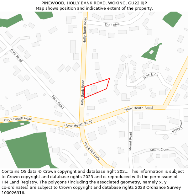 PINEWOOD, HOLLY BANK ROAD, WOKING, GU22 0JP: Location map and indicative extent of plot