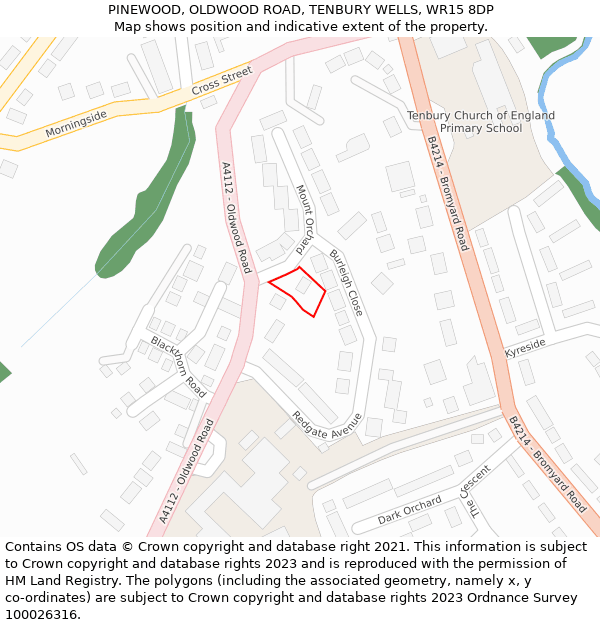 PINEWOOD, OLDWOOD ROAD, TENBURY WELLS, WR15 8DP: Location map and indicative extent of plot